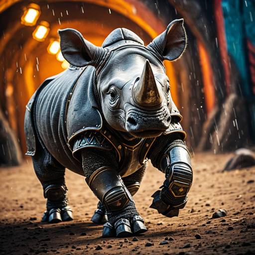 Armor-Clad Baby Rhinoceros Charging
