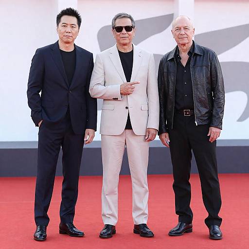 Three Men on a Stylish Red Carpet
