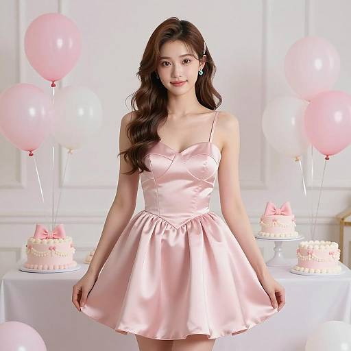 Elegant Young Woman in Birthday Dress