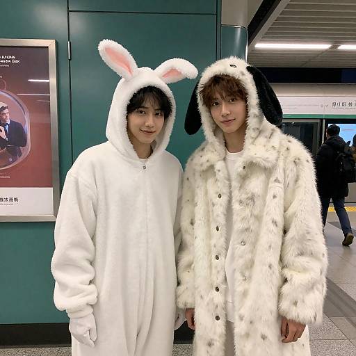 Costumed Duo at Subway Station