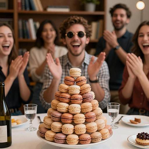 Joyful Gathering Around a Macaron Feast