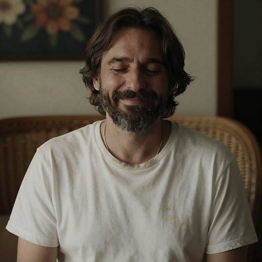 Smiling Man in Dimly Lit Setting