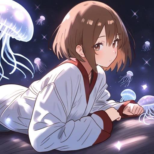 Illustration of Kouzuki mahiru, yoru no kurage wa oyogenai in the style of Ebora