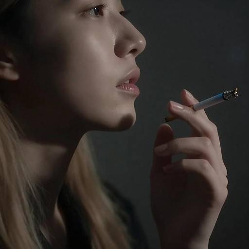 Moody Close-Up of Woman with Cigarette