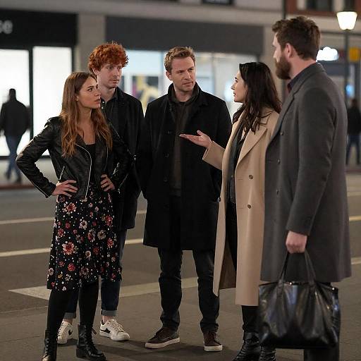 Nighttime City Street Gathering Portrait