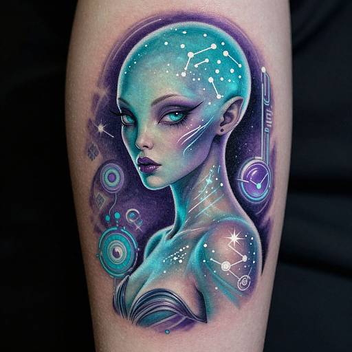 Bio-luminescent Alien Girl Tattoo