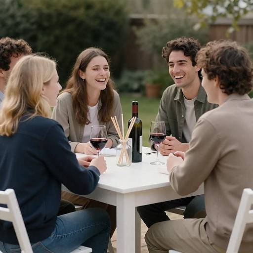 Outdoor Gathering with Friends at Table