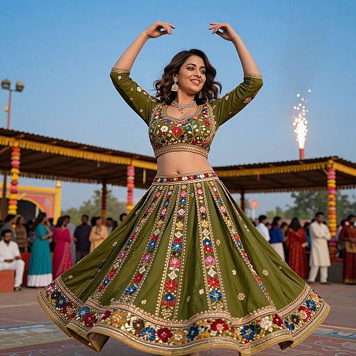Embroidered Dandiya Dress Dance