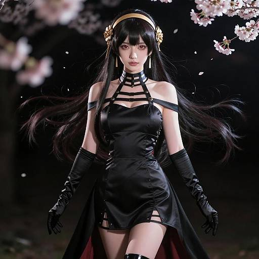 Sakura Noir Photorealistic Elegant Portrait