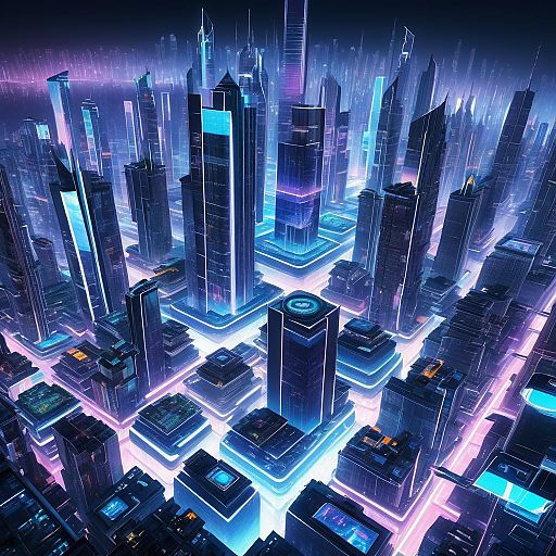 Futuristic Cityscape with Neon Skyscrapers Futuristic Cityscape with Neon Skyscrapers