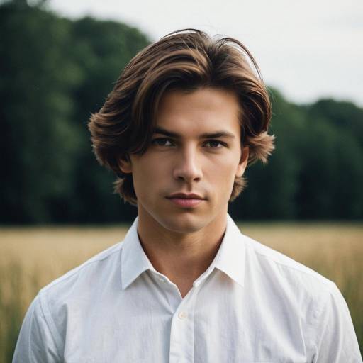 Portrait of Young Man in White Shirt Outdoors