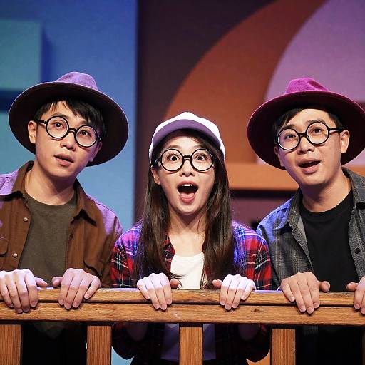 Excited Group with Colorful Background