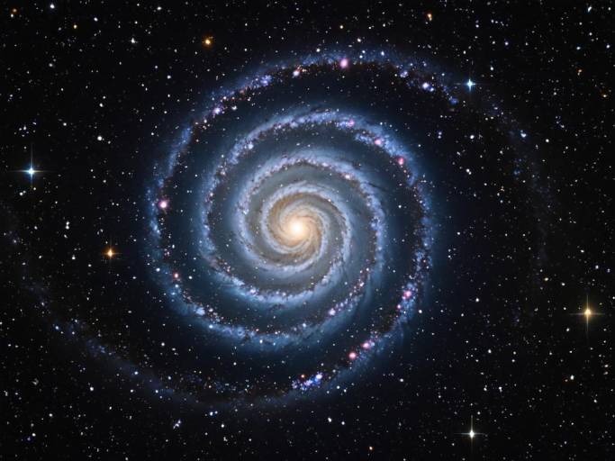 Stunning Spiral Galaxy with Central Star