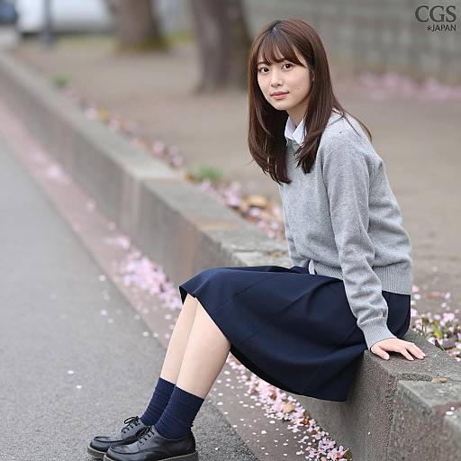 Serene Portrait of Asian Woman Outdoors