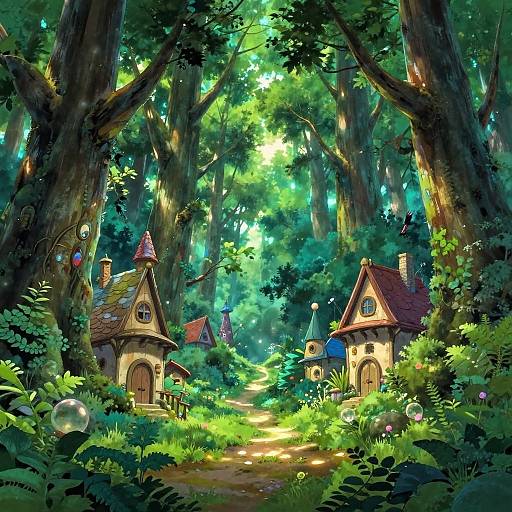Mystical Enchanted Forest Fantasy Scene