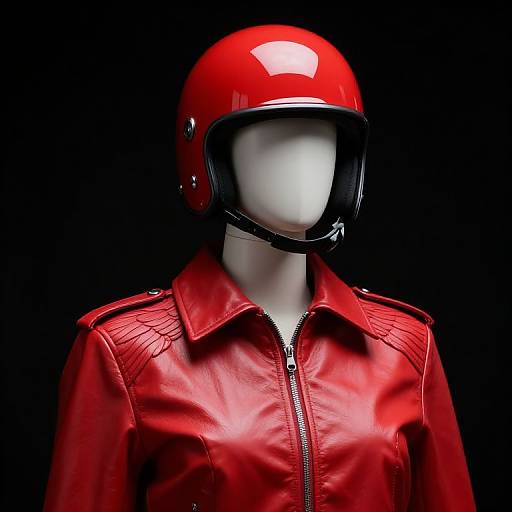 Mannequin in Red Helmet and Winged Jacket