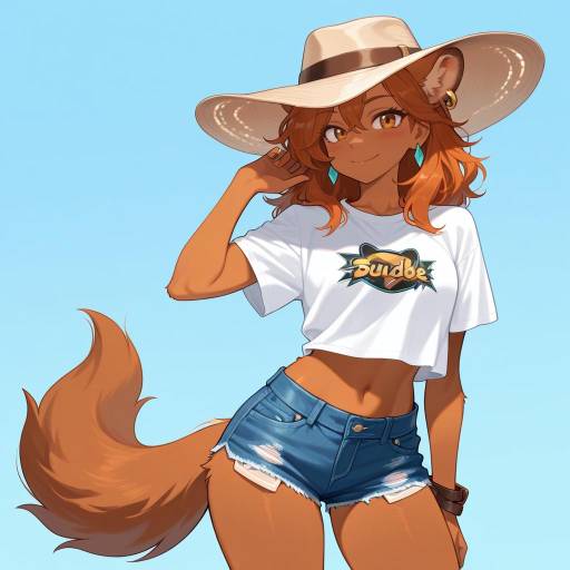 Cowgirl in Graphic Tee and Hat Cowgirl in Graphic Tee and Hat
