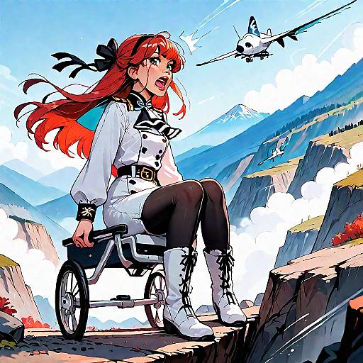 Anime Girl Flying in Wheelchair