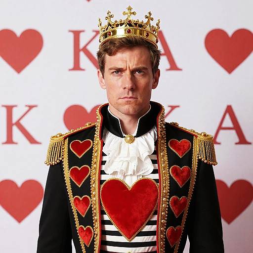 Royal Man in Heart-Themed Attire