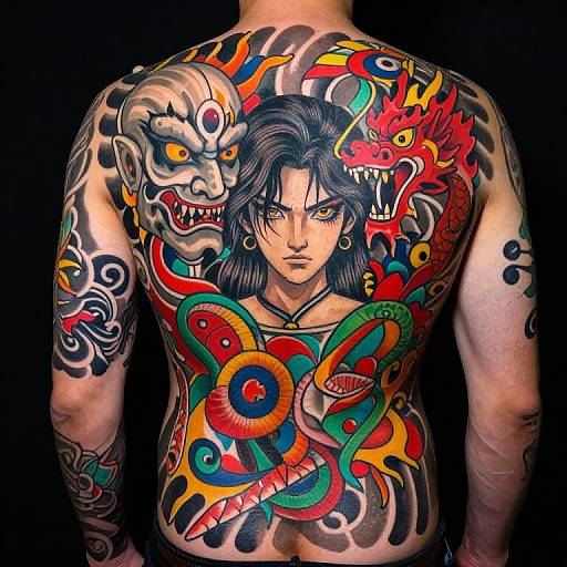 Vibrant Full-Back Tattoo Mannequin