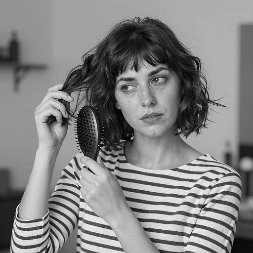 Woman Brushing Short Wavy Hair