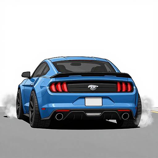 Cartoon Ford Mustang with Smoke