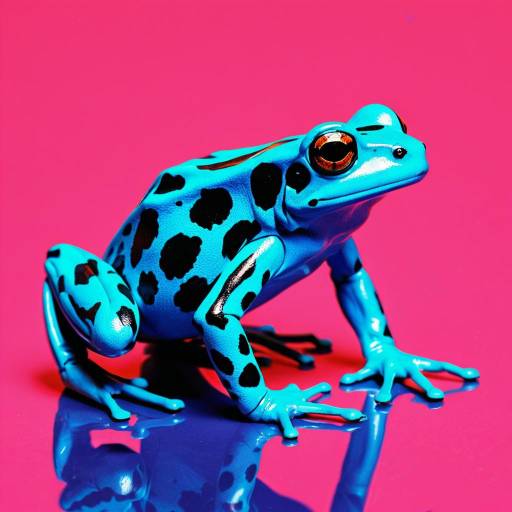 Neon Blue Dart Frog in Pop Art Style