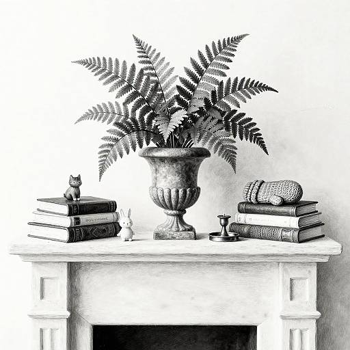 Whimsical Black-and-White Cozy Mantel