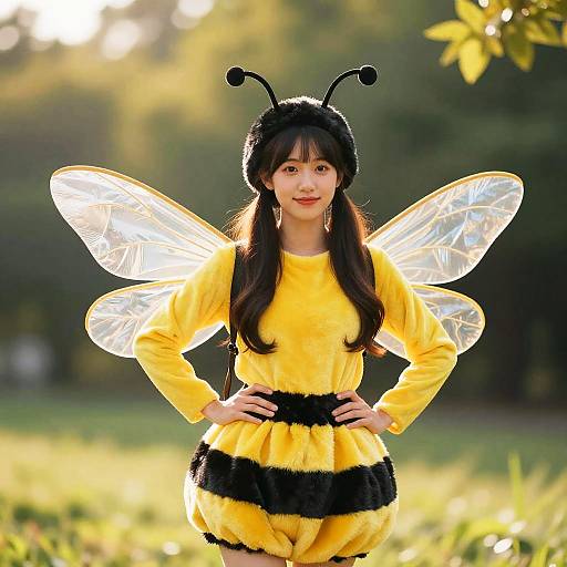 Photorealistic Woman in Vibrant Bee Costume