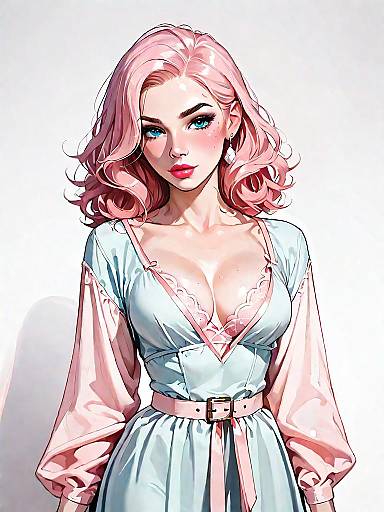 Woman in Blush Pink Satin Boudoir Nightgown