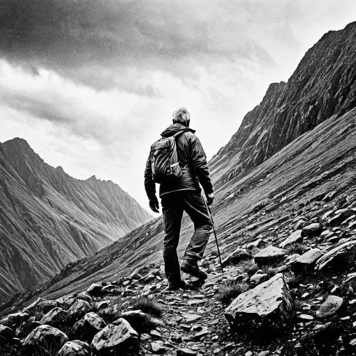 Geologist Exploring Rugged Mountain Terrain