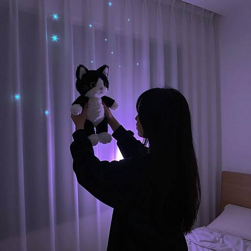 Mystical Silhouette with Cat Plush Toy