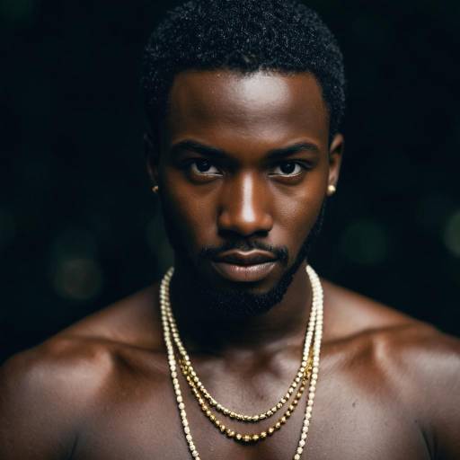 Portrait of Dark-Skinned Man with Jewelry