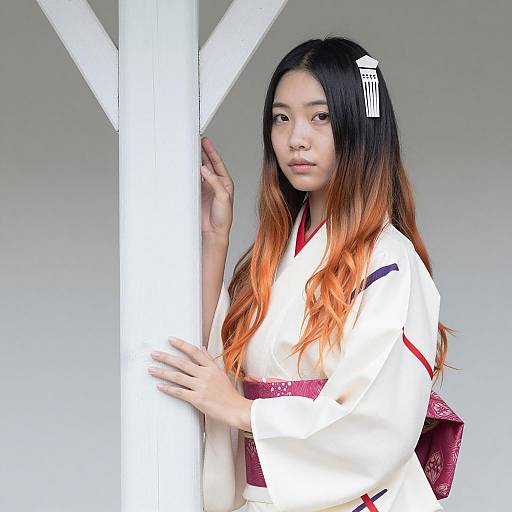 Elegant Asian Woman in Kimono Portrait