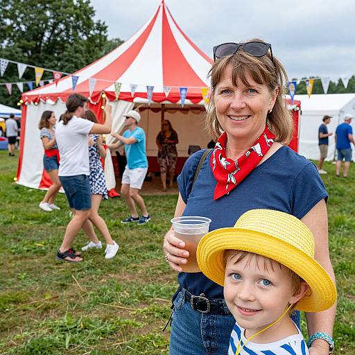 Festive Summer Tent with Dancing Crowd