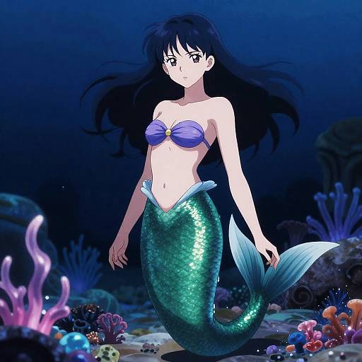 Bioluminescent Siren in Midnight Reef