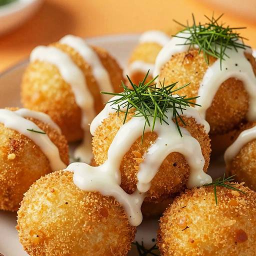 Crispy Fried Balls with Creamy Dill Sauce