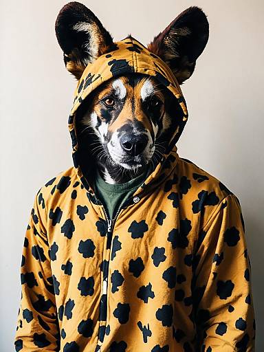 Person in Wild Dog Costume Hoodie