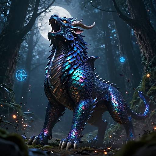 Legendary Mythical Beast Roaring Fiercely