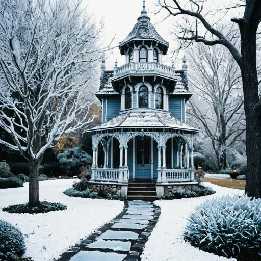 Charming Victorian Garden Tower in Winter