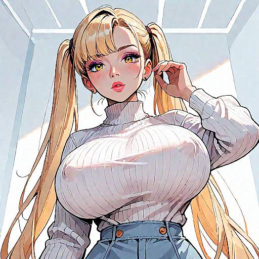 Anime Girl with Twintails and Blush