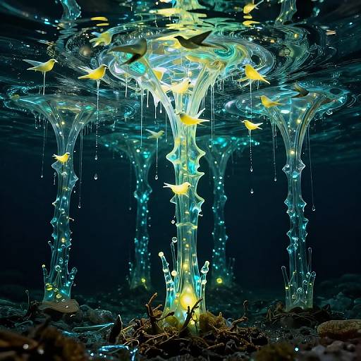 Upside-Down Glass Trees Underwater