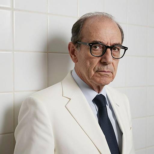 Middle-Aged Man in White Suit Portrait