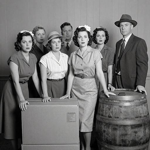 Vintage Group Portrait in Black and White