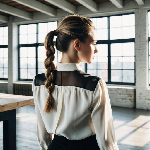 Fashion Model with Braided Ponytail in Modern Loft Fashion Model with Braided Ponytail in Modern Loft