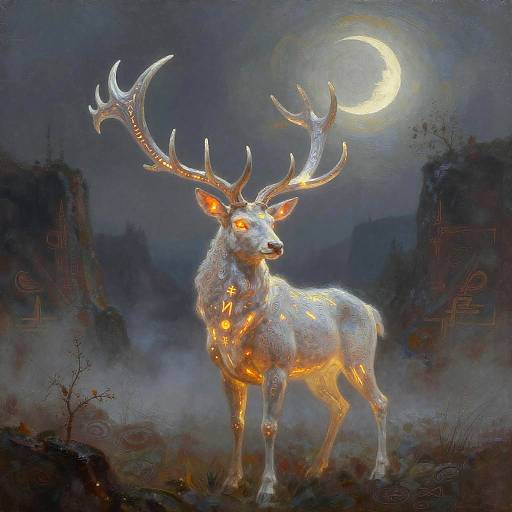 Mythic Ghostly Stag with Glowing Runes