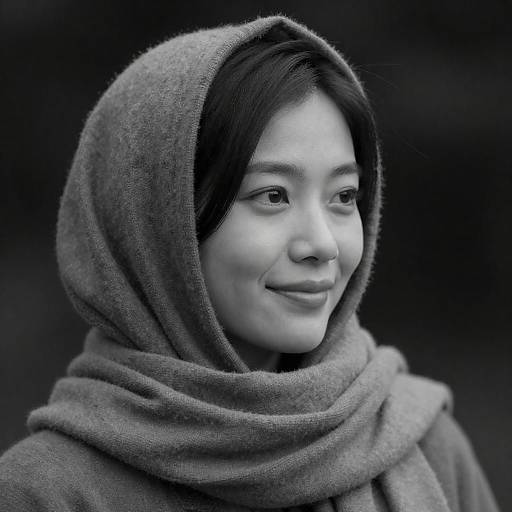 Elegant Black and White Portrait of Woman