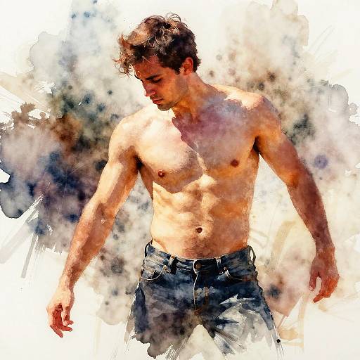 Artistic Watercolor Fit Male Body