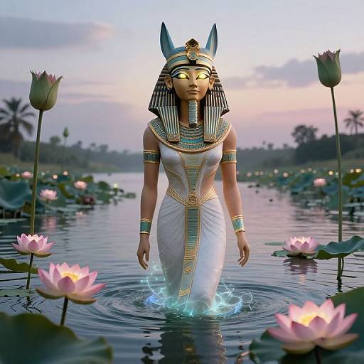 Egyptian Goddess Above Nile River