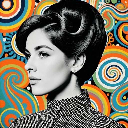 Elegant Woman in Psychedelic 1960s Art